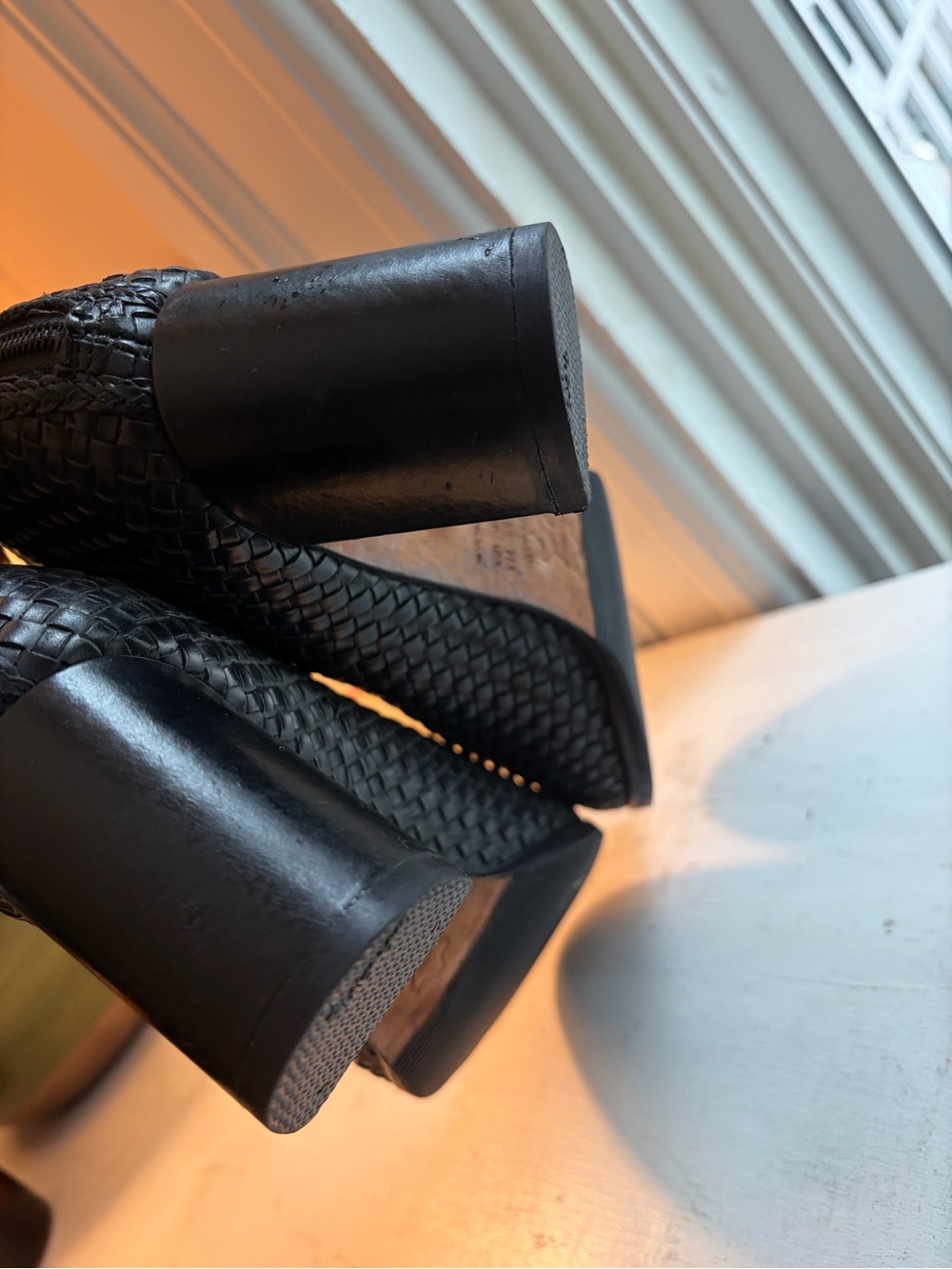 Woven Block-Heel Ankle Booties in Black - Women - Picture 6 of 7